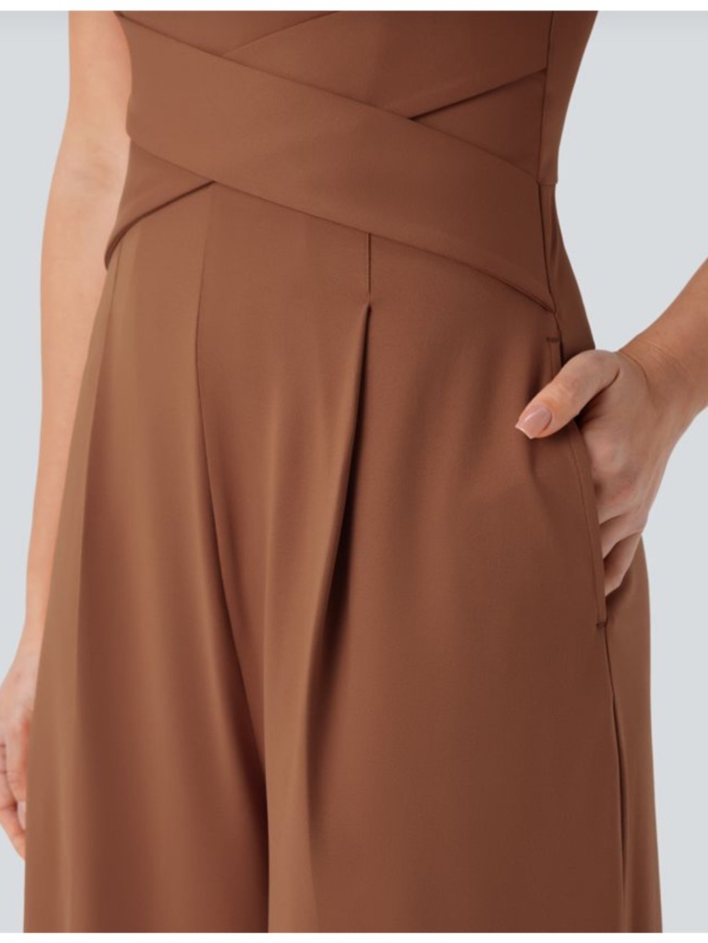 Halara U Back Sleeveless Casual Jumpsuit with Pockets Rust Red Medium NWT - Picture 4 of 6